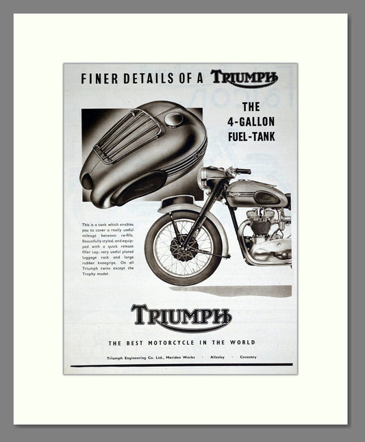 Triumph - 4 Gallon Fuel Tank. Vintage Advert 1955 (ref AD67906)
