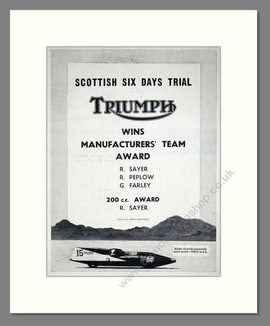 Triumph - Scottish Six Day Trial Winner. Vintage Advert 1965 (ref AD67910)