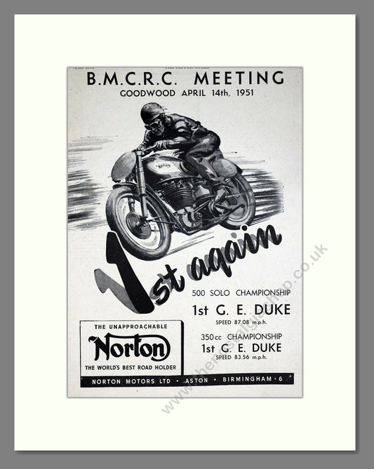 Norton - Goodwood Winner. Vintage Advert 1951 (ref AD67915)