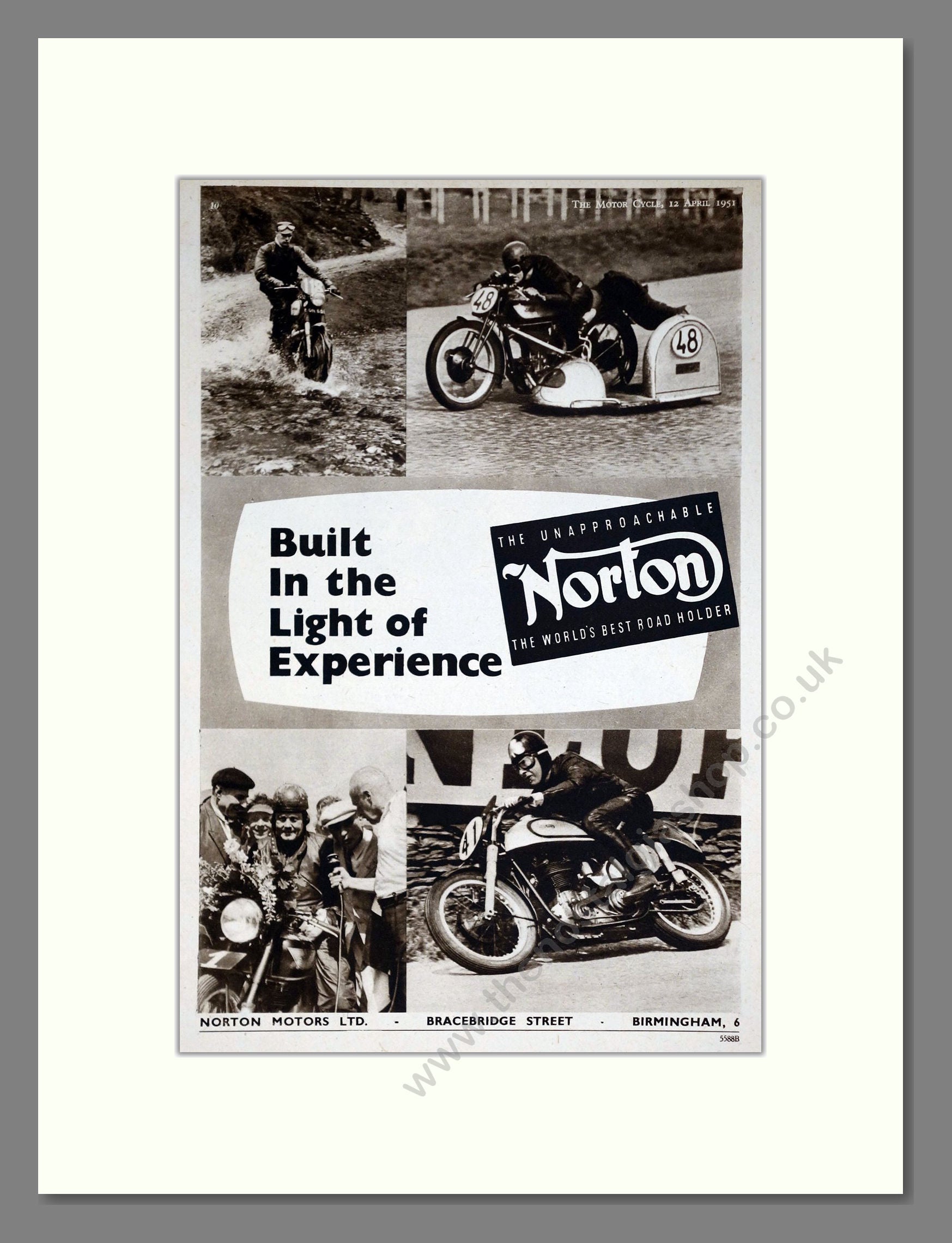 Norton - Motorcycles. Vintage Advert 1951 (ref AD67916)