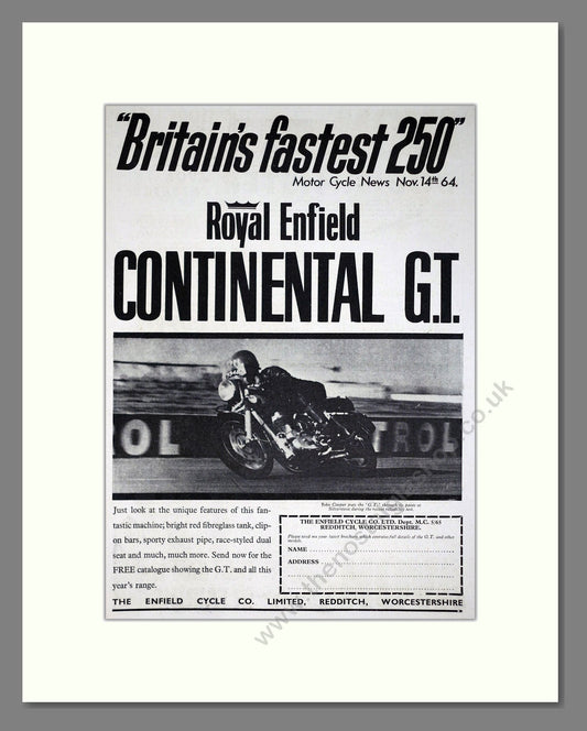 Royal Enfield - Continental GT. Vintage Advert 1965 (ref AD67919)