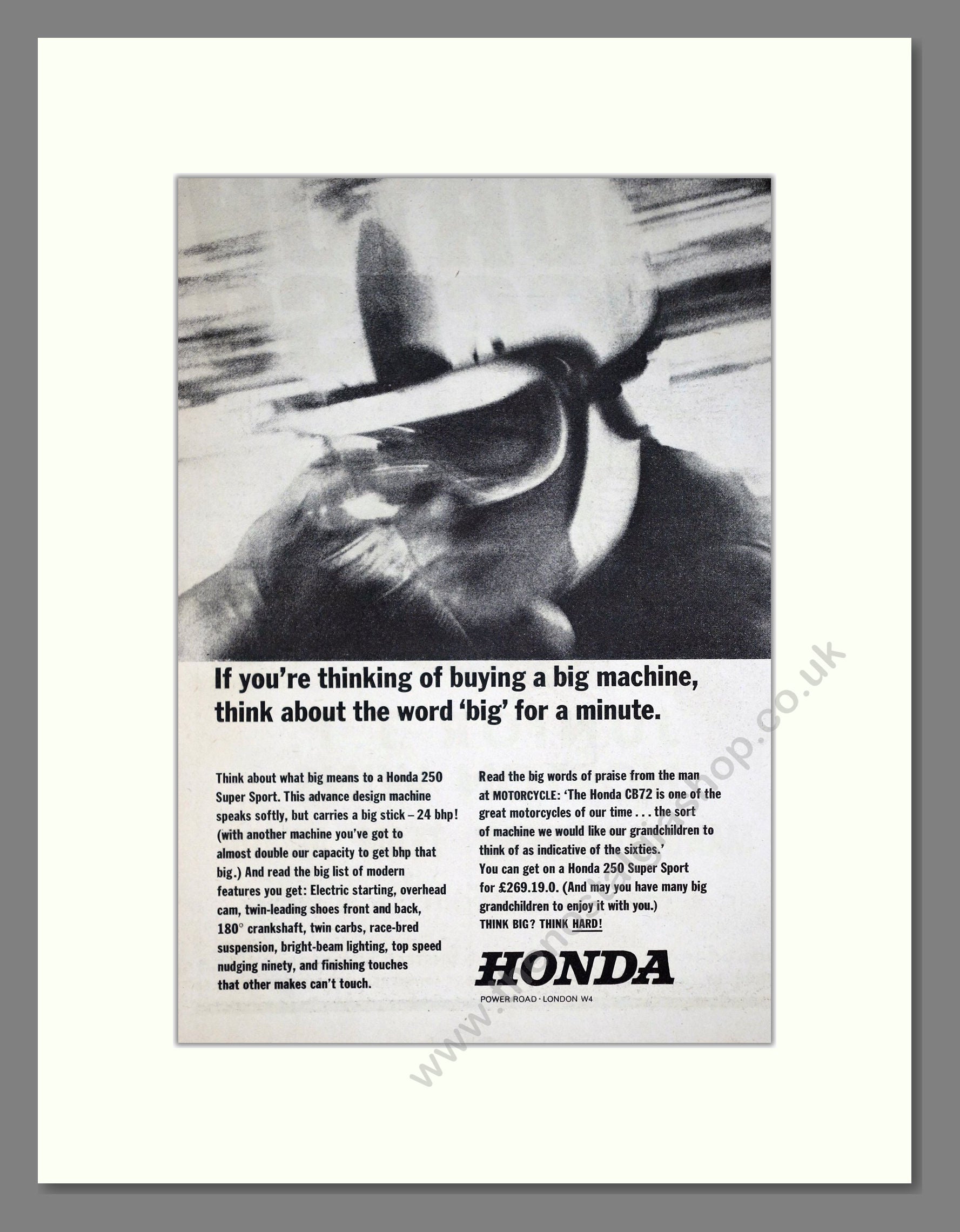 Honda - CB72. Vintage Advert 1965 (ref AD67922)