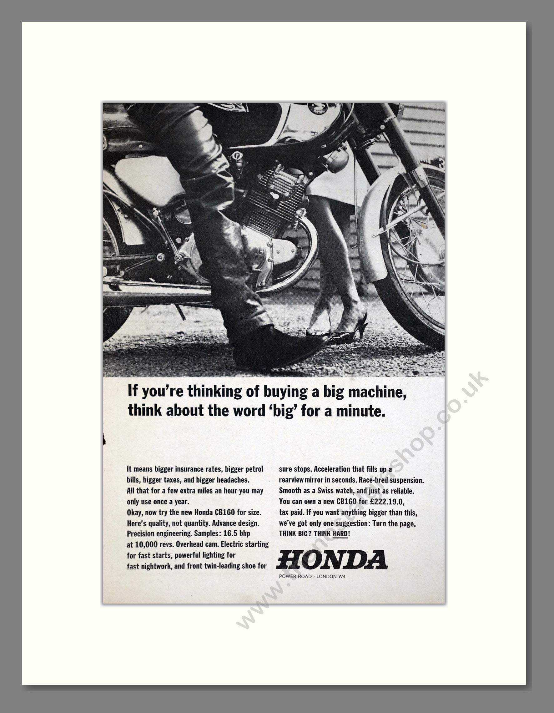 Honda - CB160. Vintage Advert 1965 (ref AD67924)