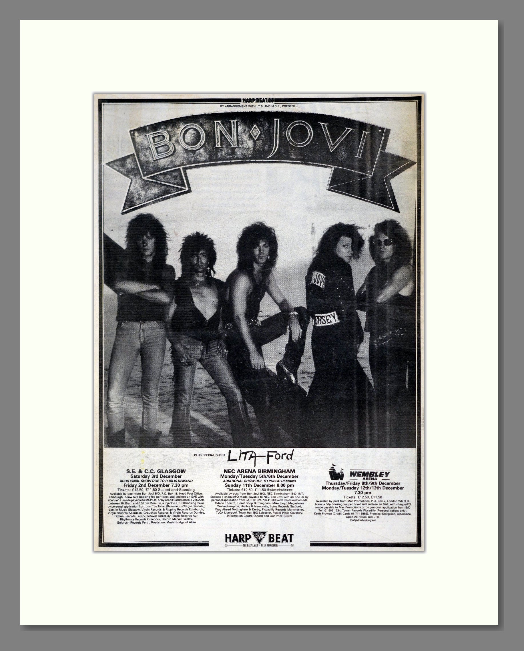 Bon Jovi - UK Tour. Vintage Advert 1988 (ref AD21189)