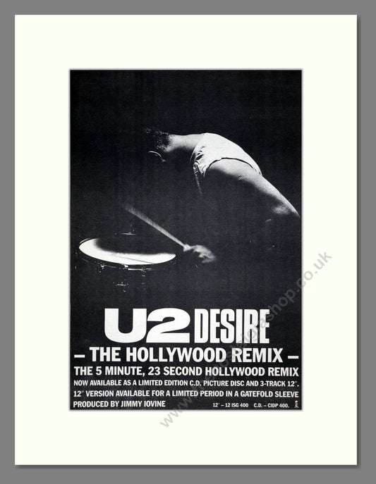U2 - Desire. Vintage Advert 1988 (ref AD21190)