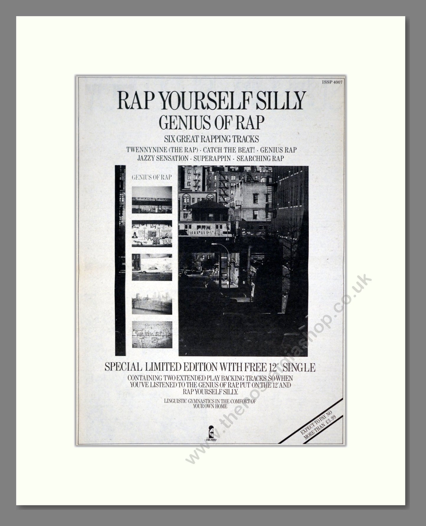 Various Artists - Genius Of Rap. Vintage Advert 1982 (ref AD21199)