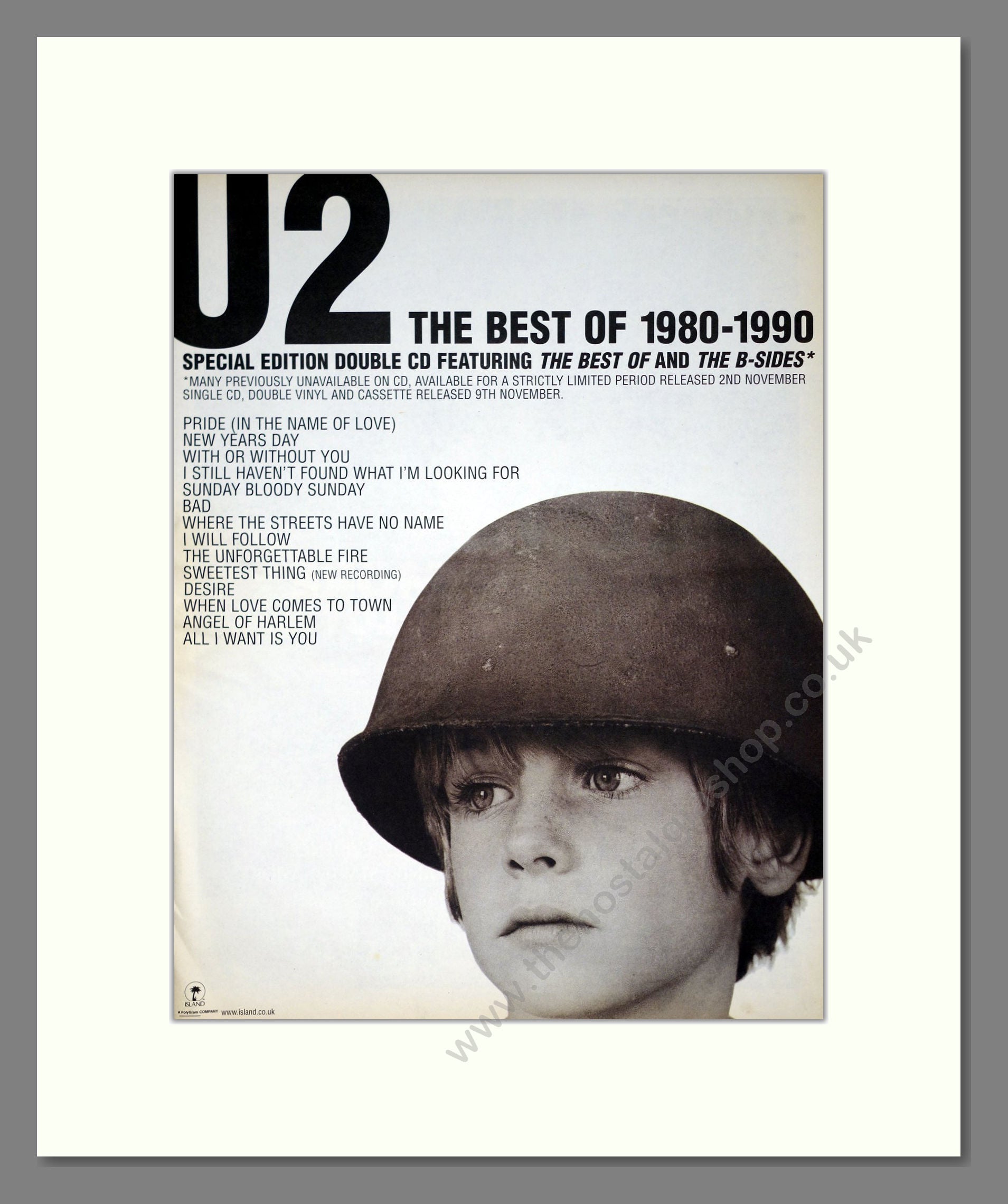 U2 - Best Of 1980 - 1990. Vintage Advert 1998 (ref AD21201)