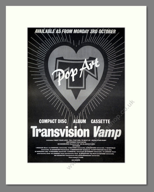 Transvision Vamp - Pop Art. Vintage Advert 1988 (ref AD21204)