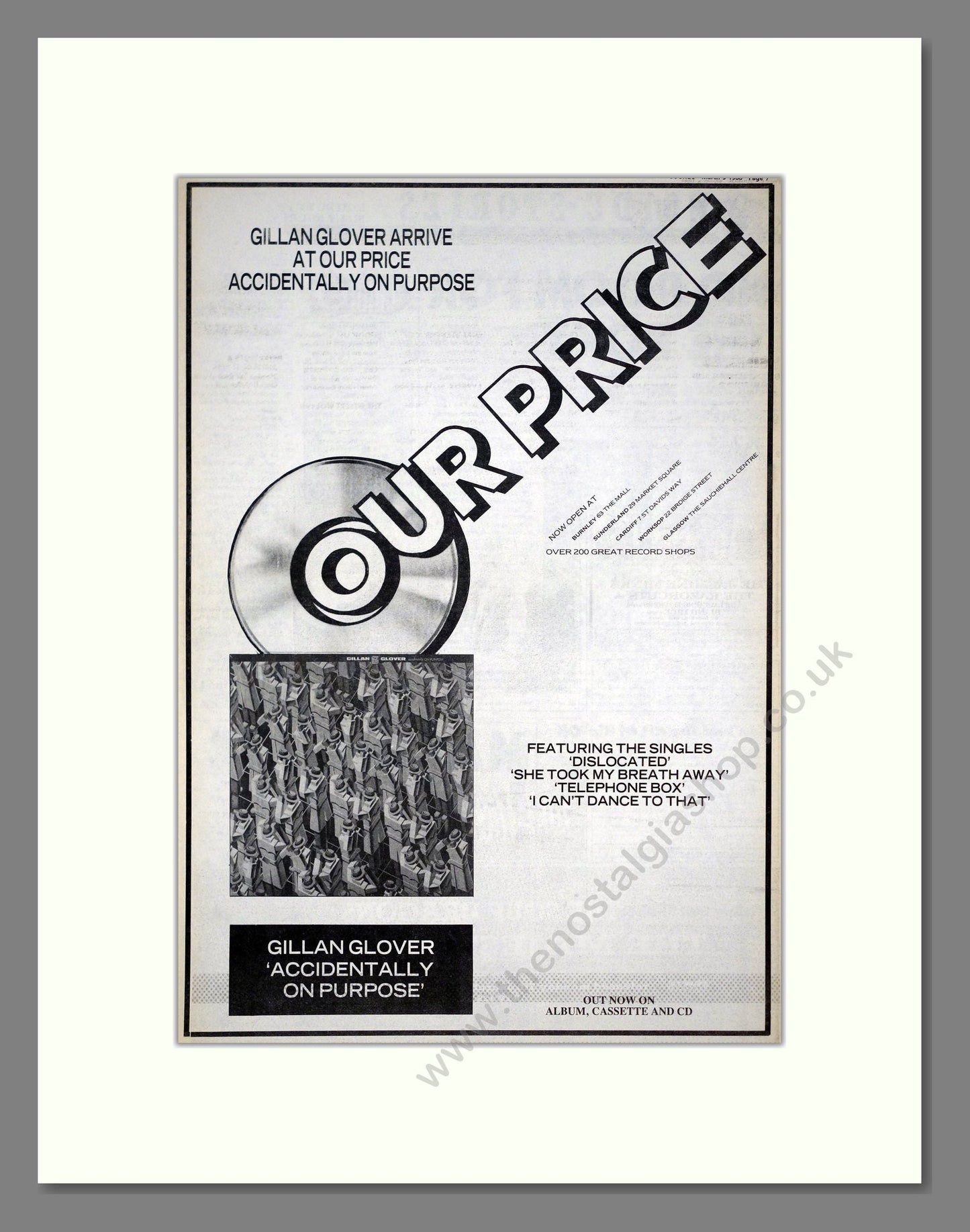 Gillan Glover - Arrive. Vintage Advert 1988 (ref AD21209)