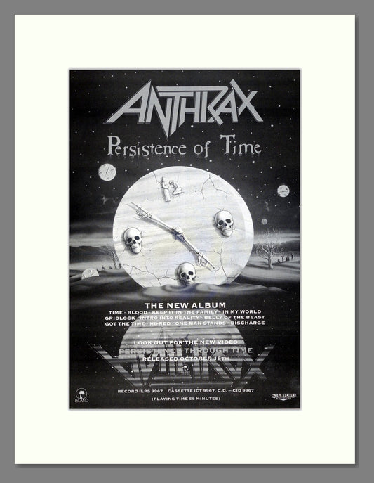 Anthrax - Persistence Of Time. Vintage Advert 1990 (ref AD21212)