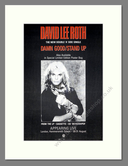 David Lee Roth - Damn Good. Vintage Advert 1988 (ref AD21214)