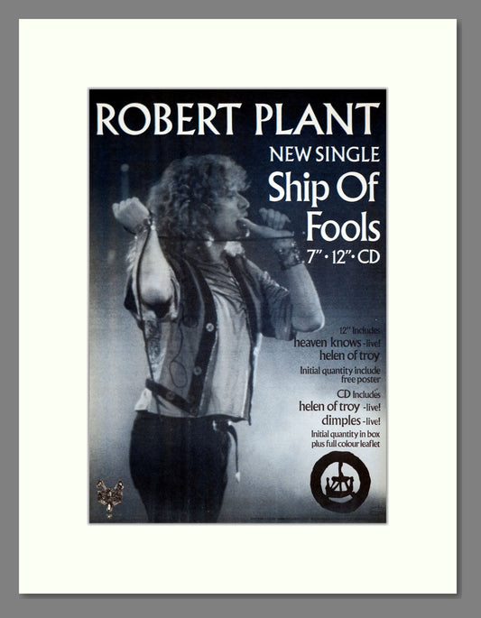 Robert Plant - Ship Of Fools. Vintage Advert 1988 (ref AD21218)
