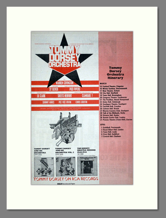 Tommy Dorsey Orchestra - UK Tour. Vintage Advert 1974 (ref AD21220)