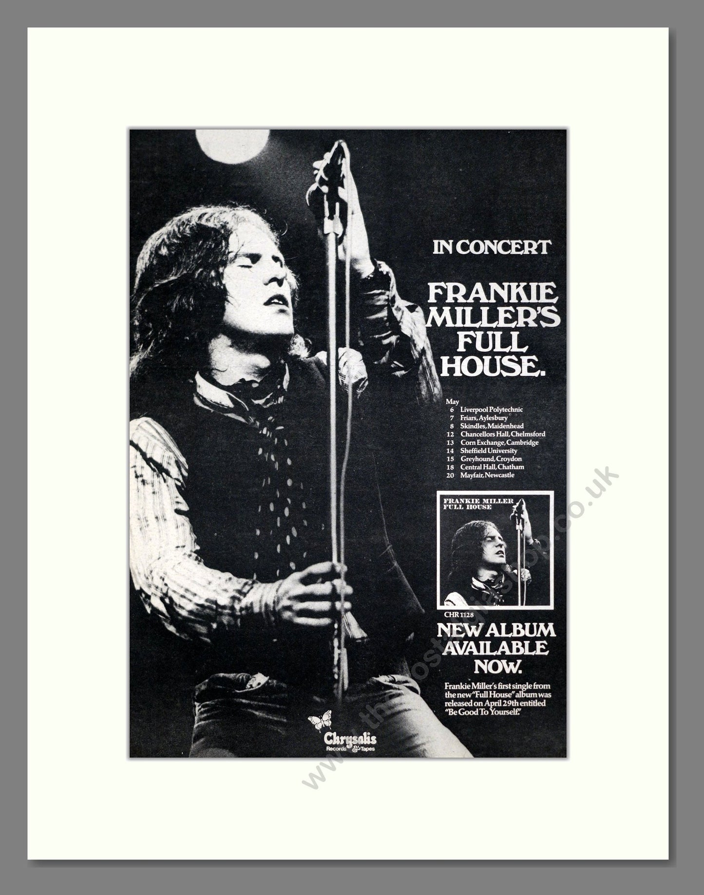 Frankie Miller's Full House - UK Tour. Vintage Advert 1977 (ref AD21222)