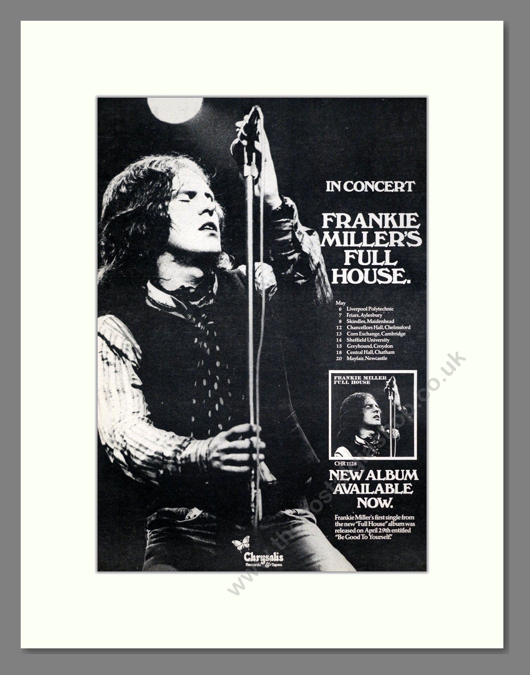 Frankie Miller's Full House - UK Tour. Vintage Advert 1977 (ref AD21222)