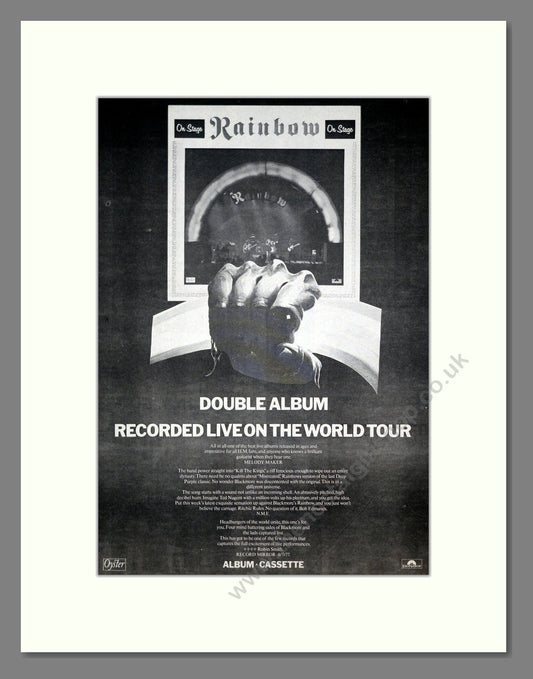 Rainbow - Live Album. Vintage Advert 1977 (ref AD21223)