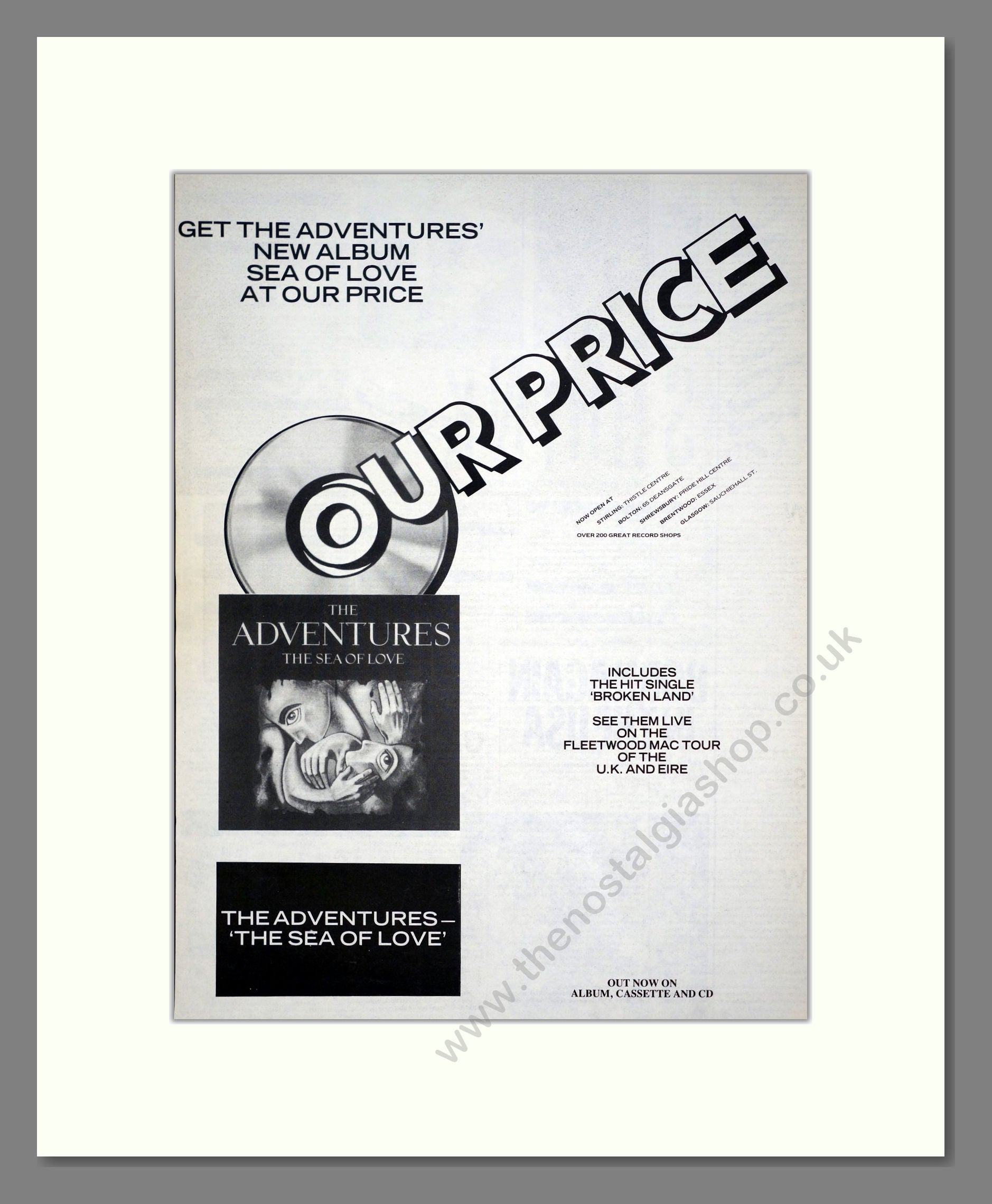 Adventures (The) - Sea Of Love. Vintage Advert 1988 (ref AD21229)