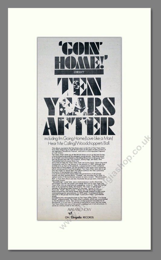 Ten Years After - Goin Home. Vintage Advert 1975 (ref AD21236)
