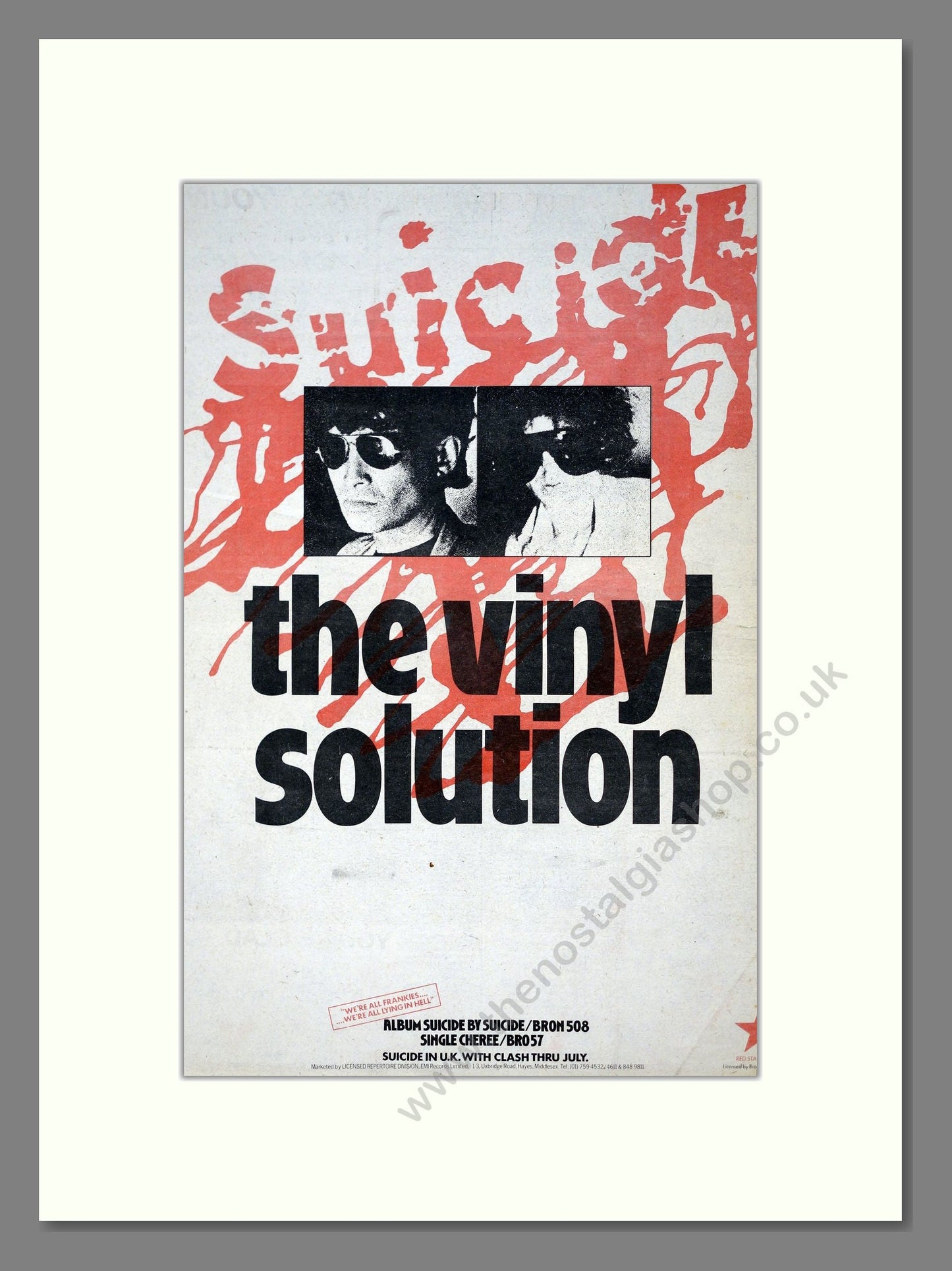 Suicide - The Vinyl Solution. Vintage Advert 1978 (ref AD21240)