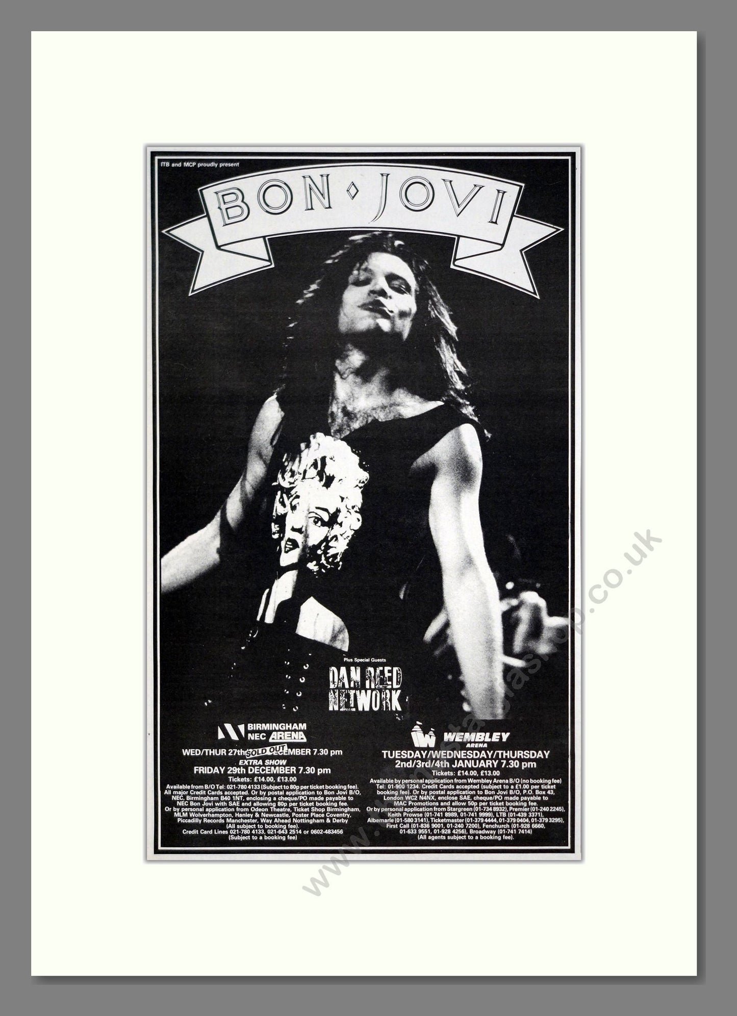Bon Jovi - UK Tour. Vintage Advert 1989 (ref AD21249)