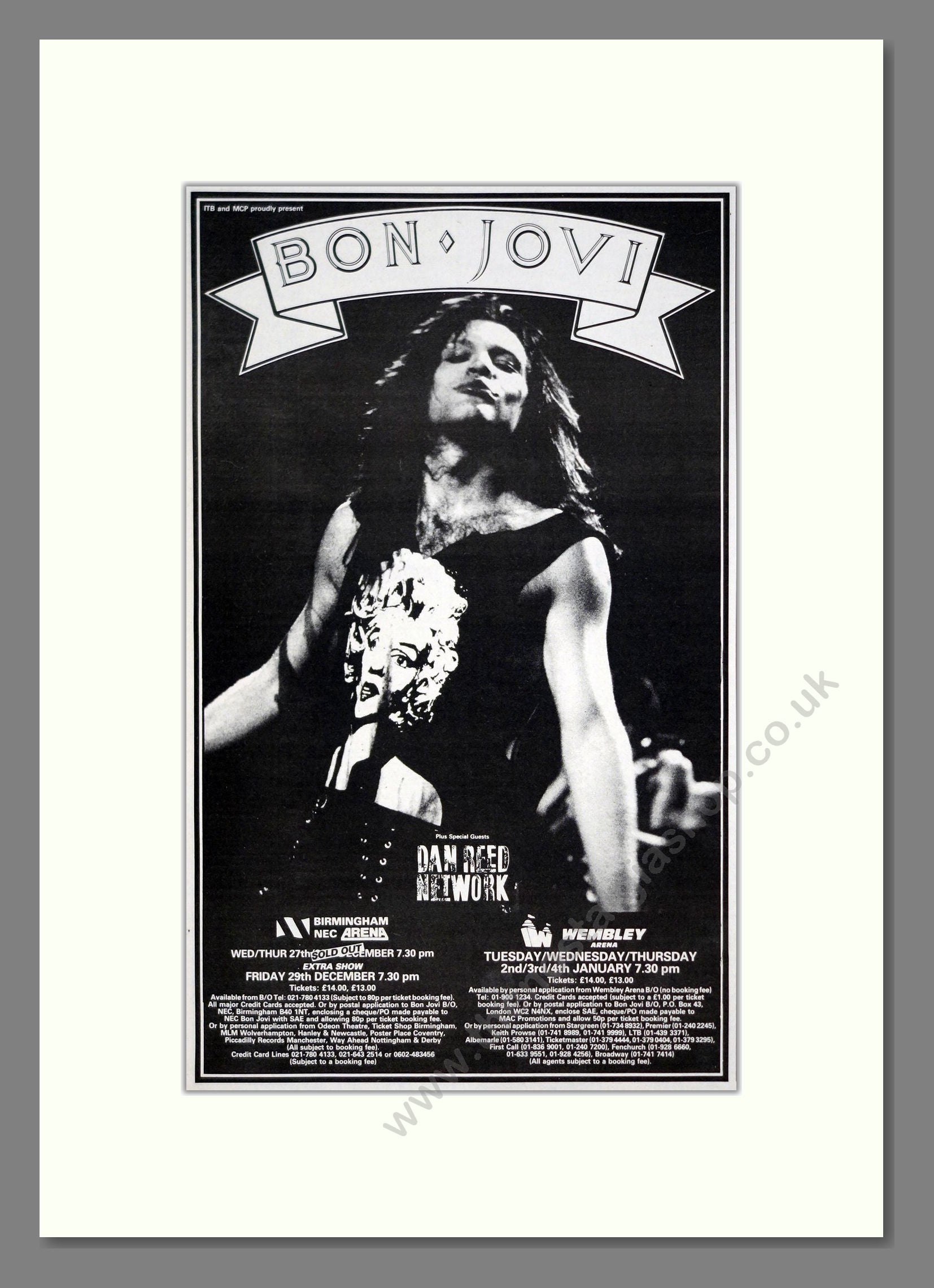 Bon Jovi - UK Tour. Vintage Advert 1989 (ref AD21249)