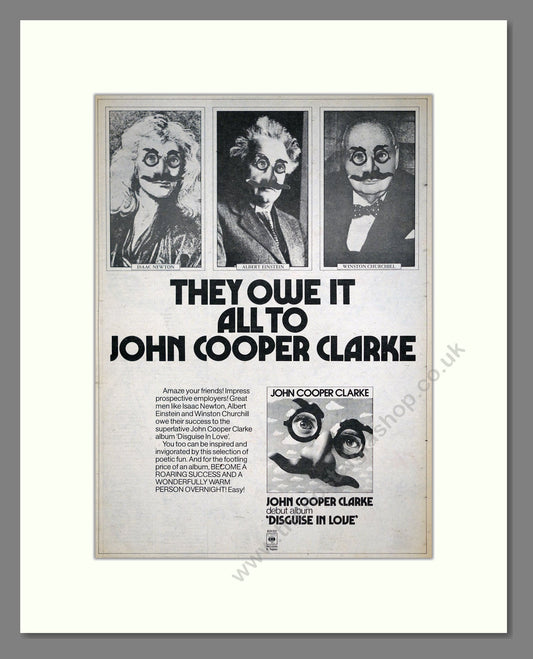 John Cooper Clarke - Disguise In Love. Vintage Advert 1978 (ref AD21251)
