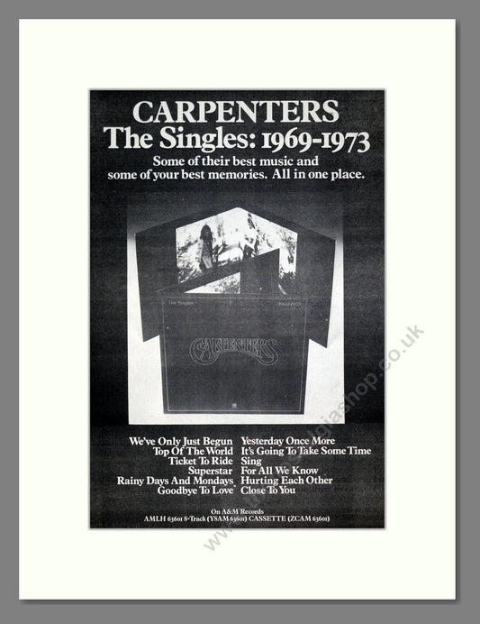 Carpenters - The Singles. Vintage Advert 1974 (ref AD21253)