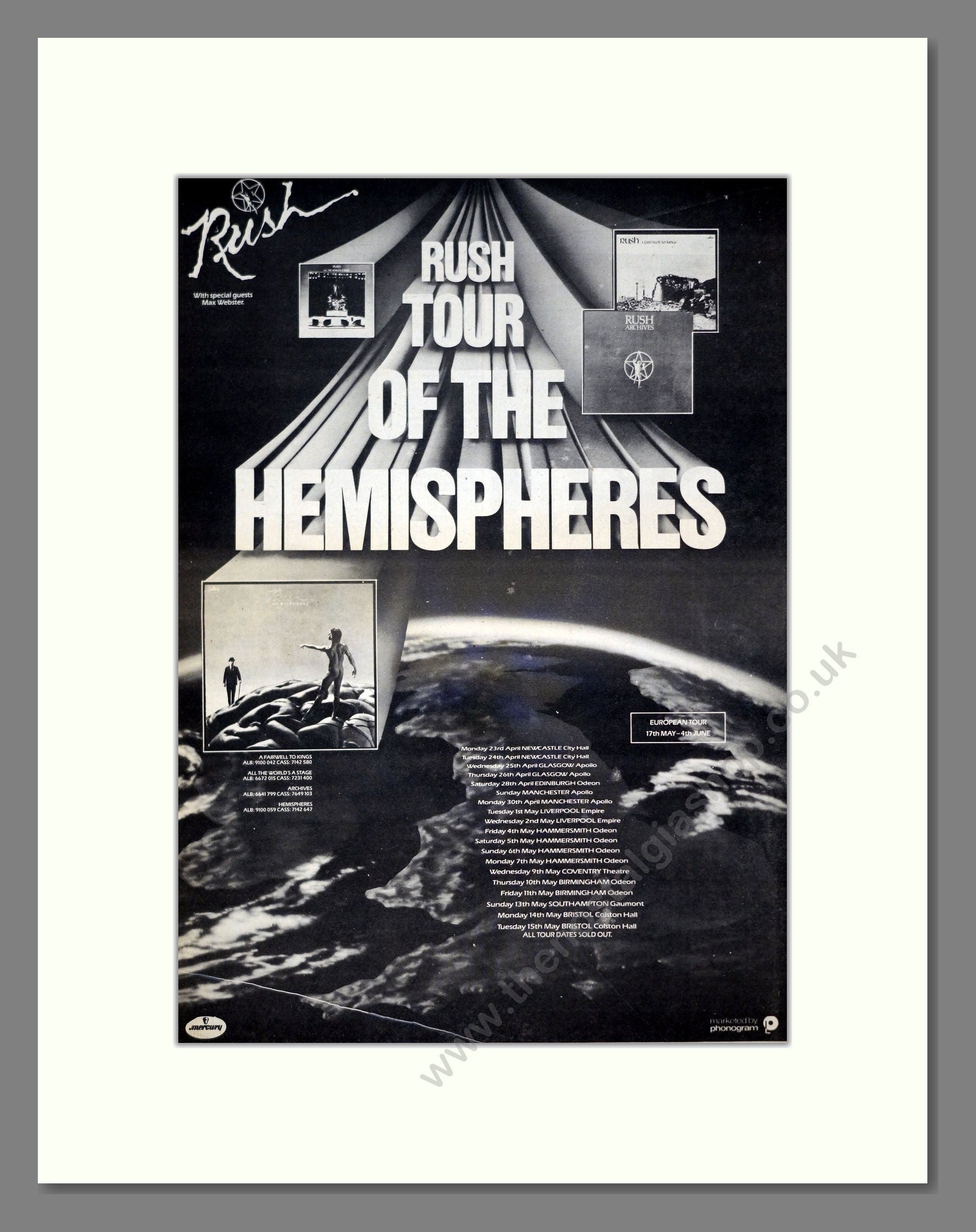 Rush - Tour Of The Hemispheres. Vintage Advert 1979 (ref AD21258)