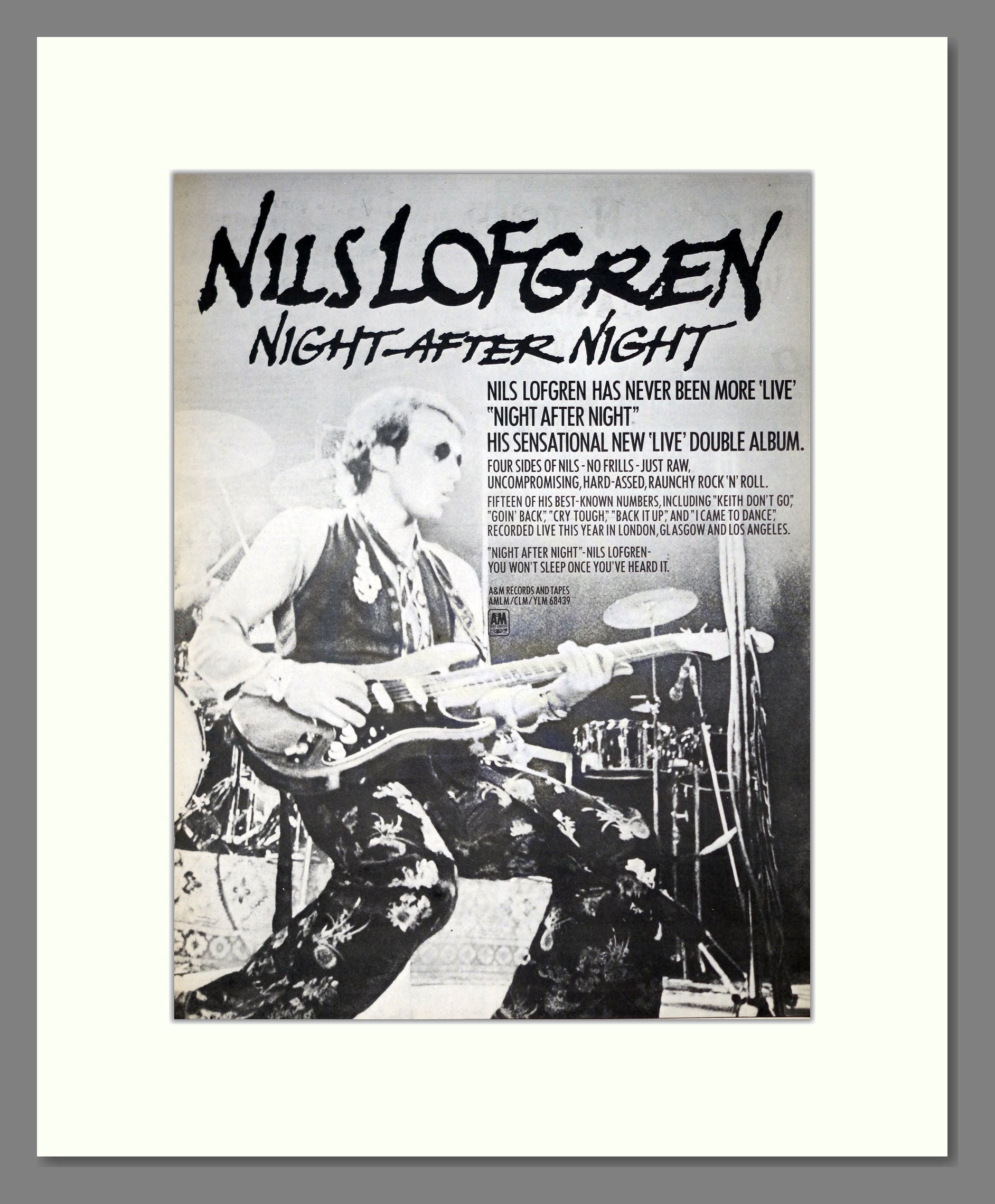 Nils Lofgren - Night After Night. Vintage Advert 1977 (ref AD21262)
