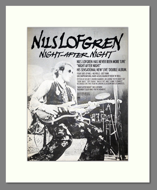 Nils Lofgren - Night After Night. Vintage Advert 1977 (ref AD21262)