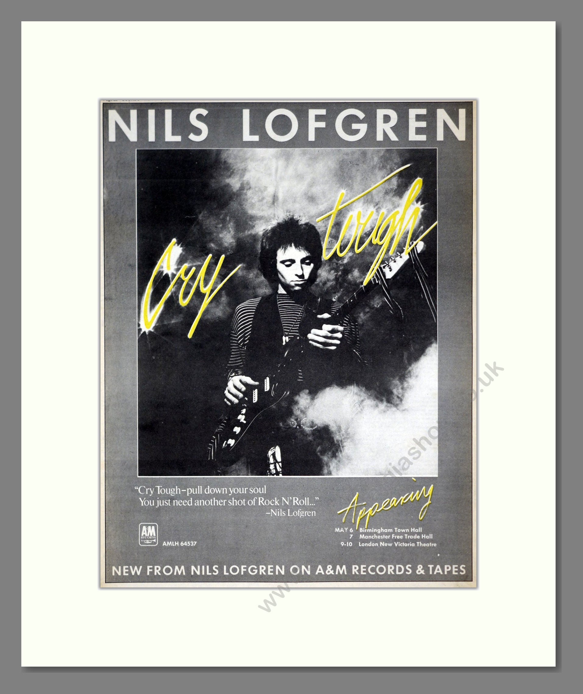Nils Lofgren - Cry Tough. Vintage Advert 1976 (ref AD21264)