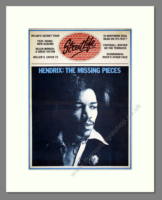 Jimi Hendrix (Streetlife Magazine Cover) - The Missing Pieces. Vintage Advert 1975 (ref AD21265)