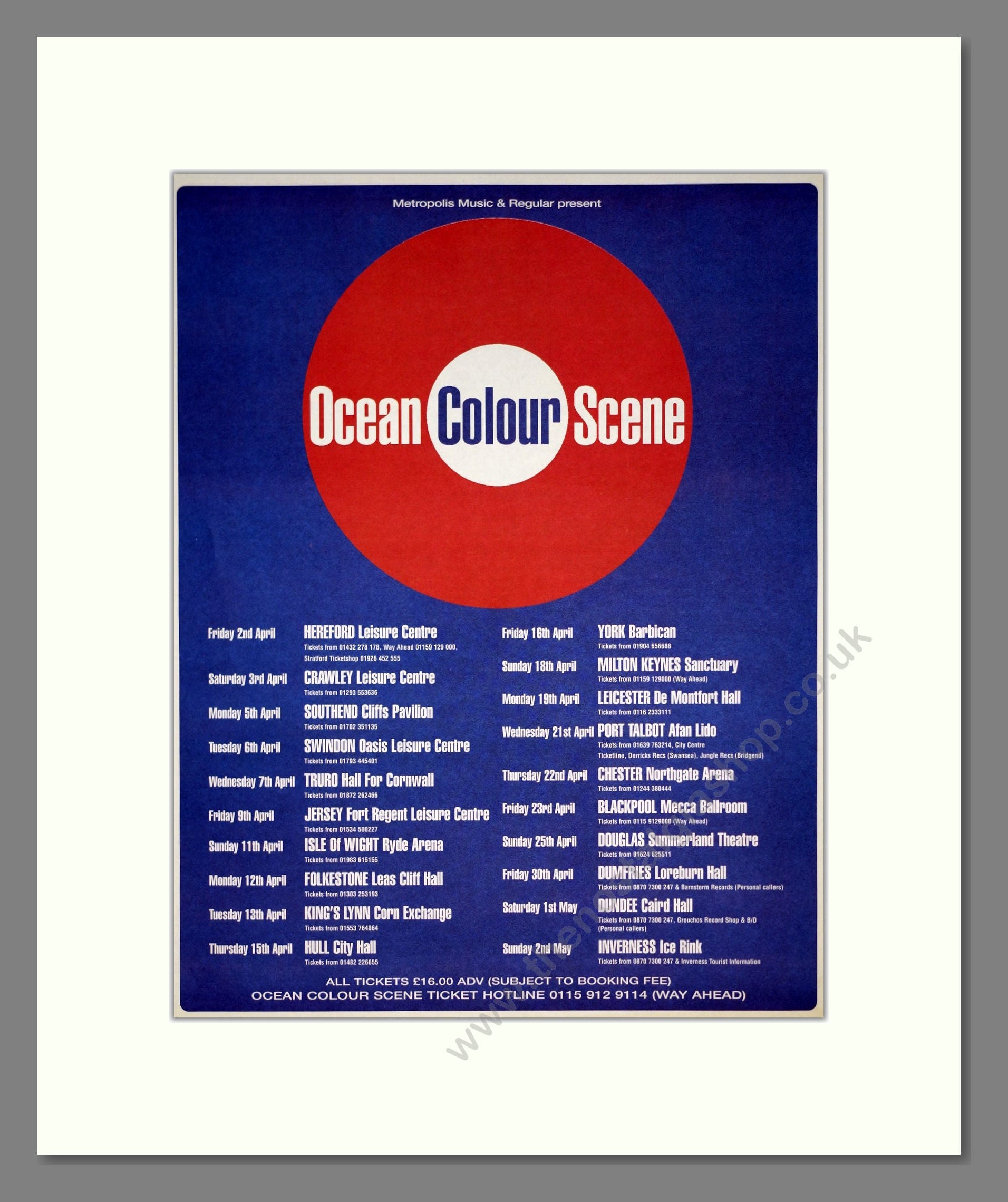Ocean Colour Scene - UK Tour. Vintage Advert 1999 (ref AD21266)