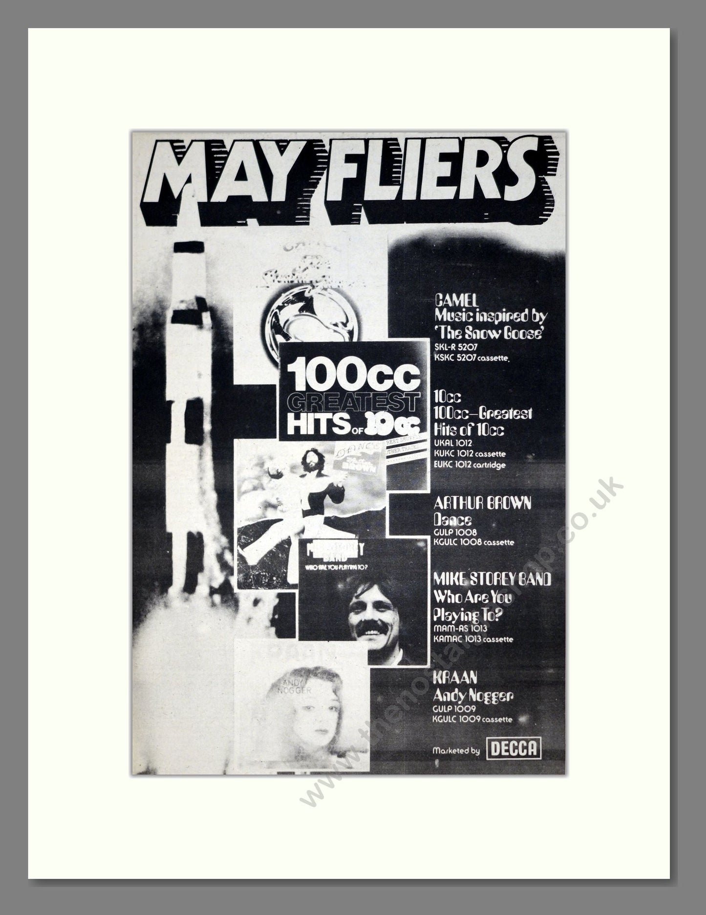 10cc / Camel / Arthur Brown / Mike Storey / Kraan  - New Albums. Vintage Advert 1975 (ref AD21272)