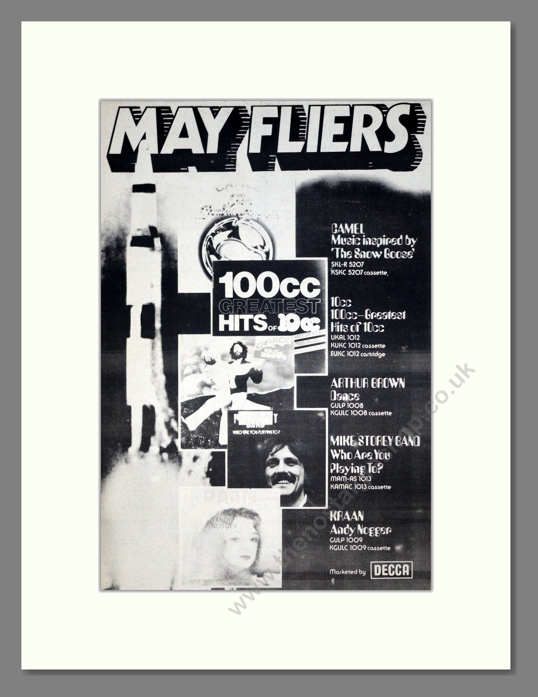 10cc / Camel / Arthur Brown / Mike Storey / Kraan  - New Albums. Vintage Advert 1975 (ref AD21272)