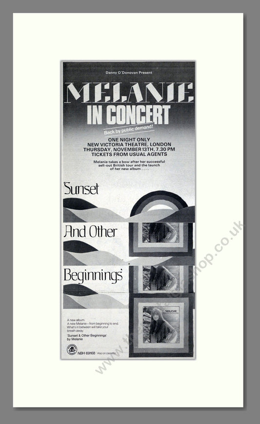 Melanie - Sunset And Other Beginnings. Vintage Advert 1975 (ref AD21273)