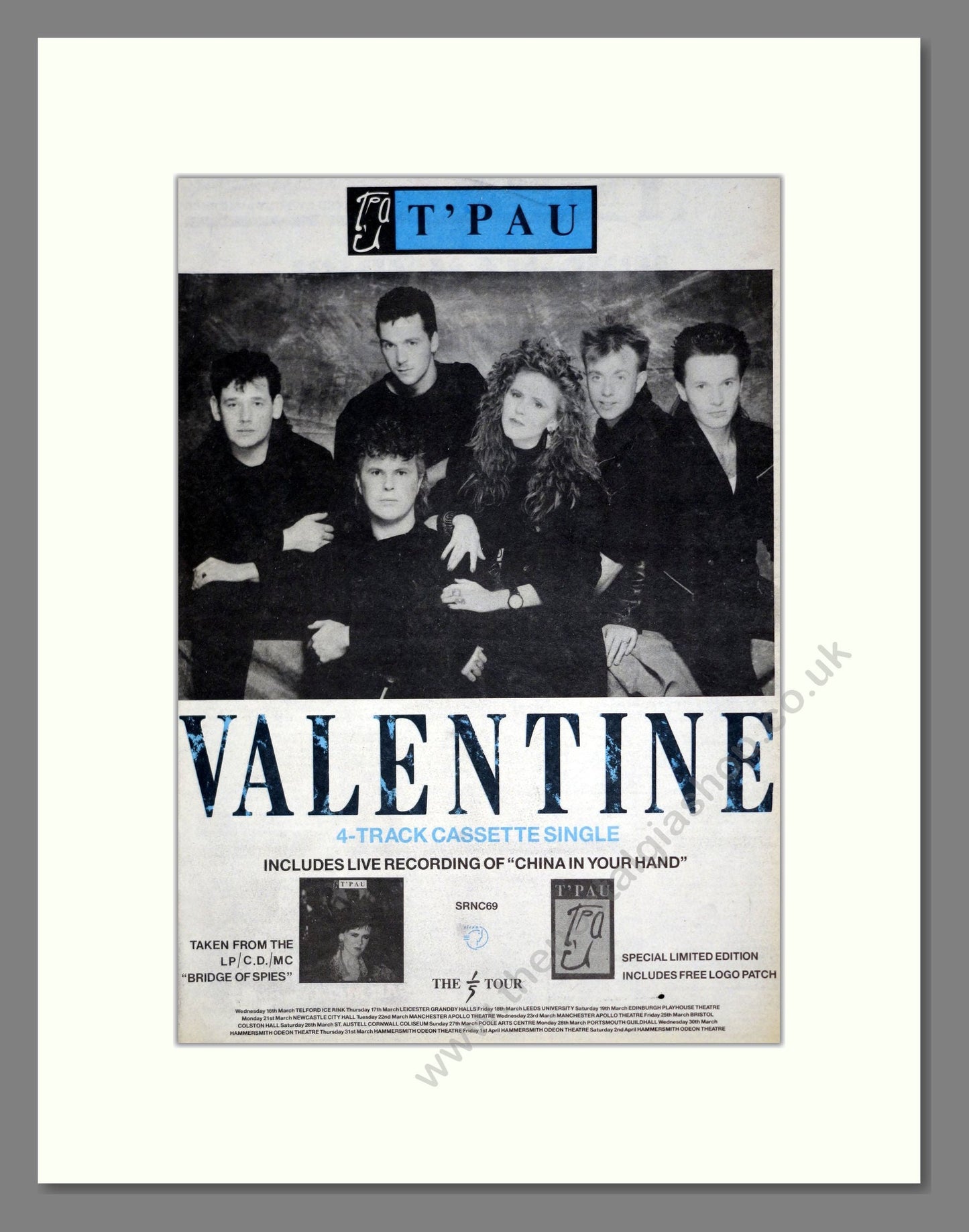 T'Pau - Valentine. Vintage Advert 1988 (ref AD21275)