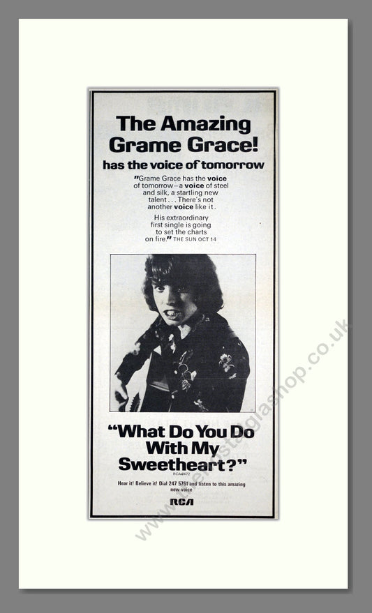 Grame Grace - What Do You Do With My Sweetheart?. Vintage Advert 1974 (ref AD21276)