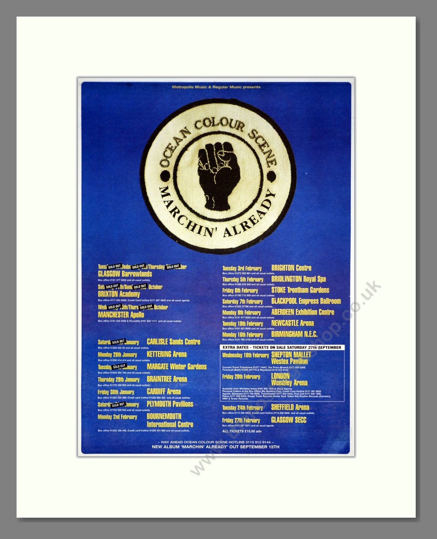 Ocean Colour Scene - UK Tour. Vintage Advert 1997 (ref AD21279)