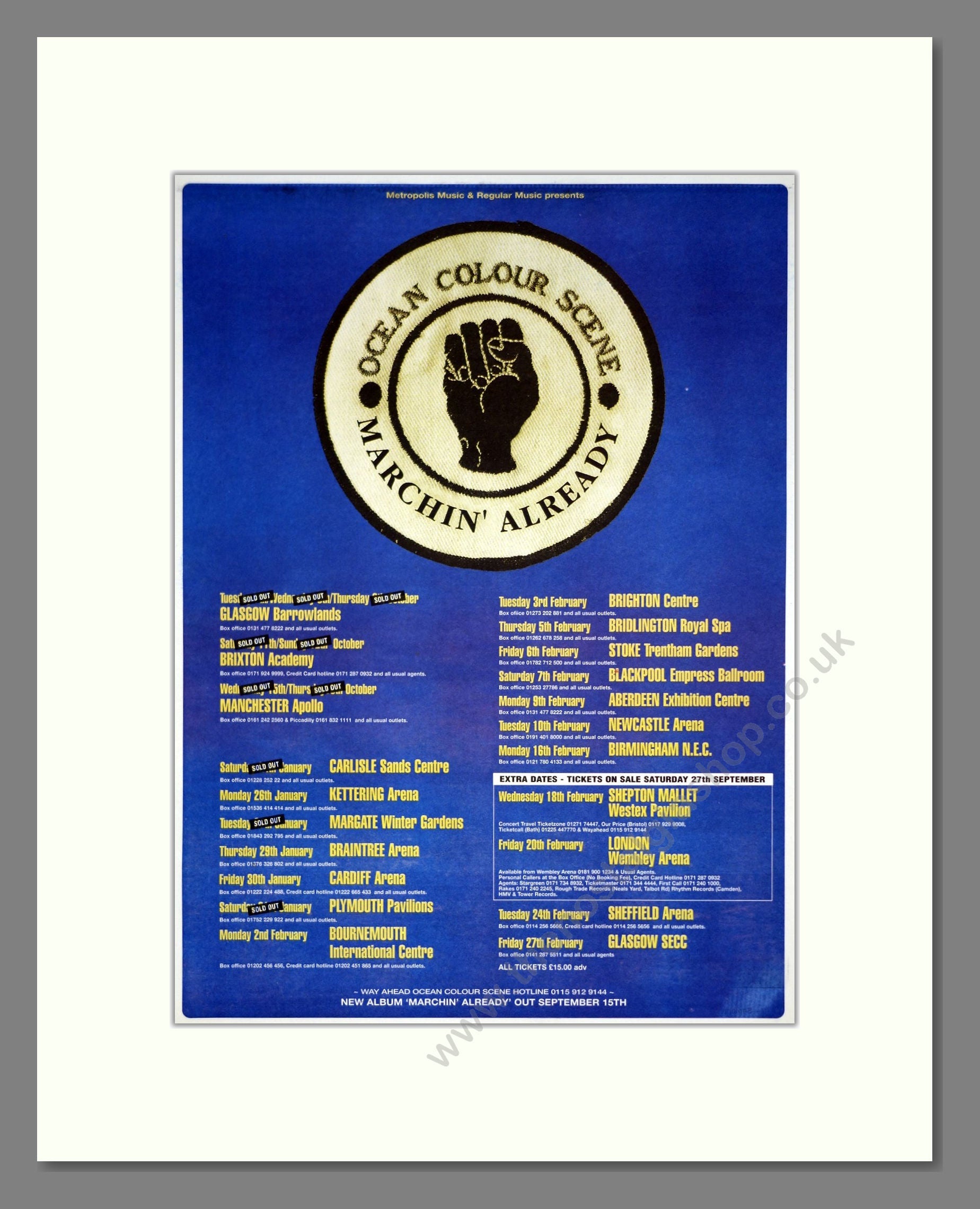 Ocean Colour Scene - UK Tour. Vintage Advert 1997 (ref AD21279)