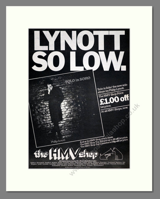 Phil Lynott - So Low. Vintage Advert 1980 (ref AD21283)