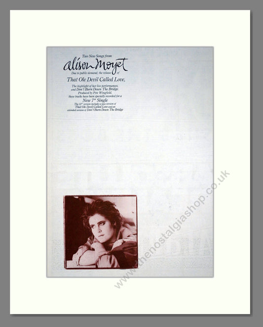 Alison Moyet - That Ole Devil Called Love. Vintage Advert 1985 (ref AD21284)