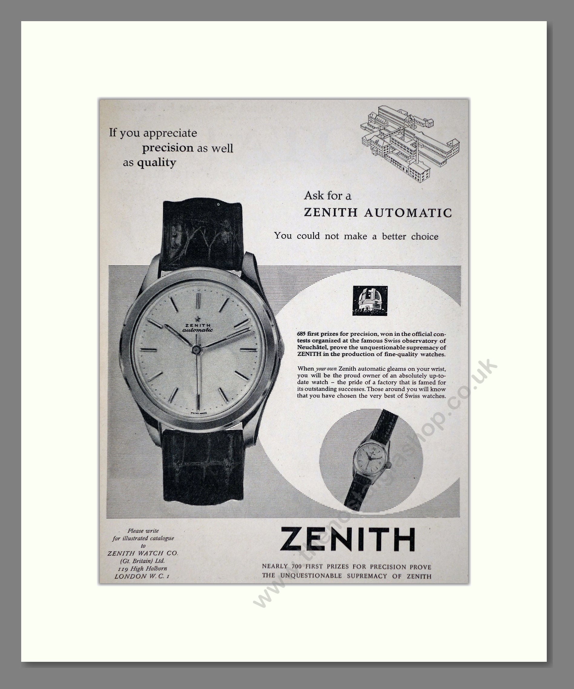 Zenith - Automatic. Vintage Advert 1957 (ref AD67927)