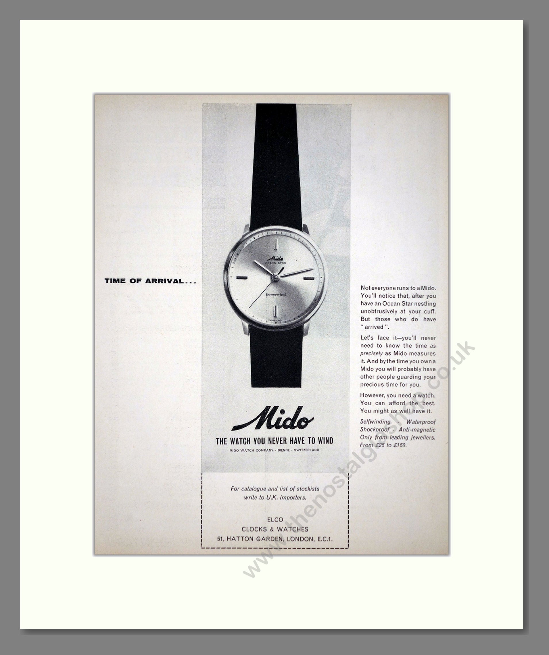 Mido - Ocean Star. Vintage Advert 1961 (ref AD67929)