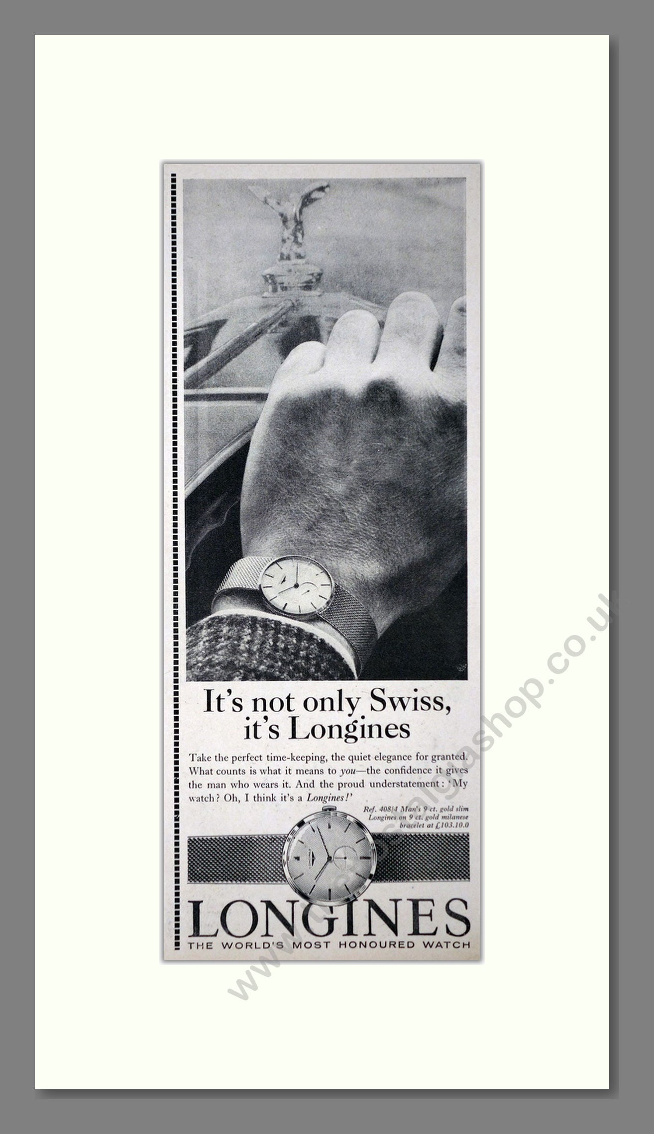 Longines - Gents watches. Vintage Advert 1964 (ref AD67931)