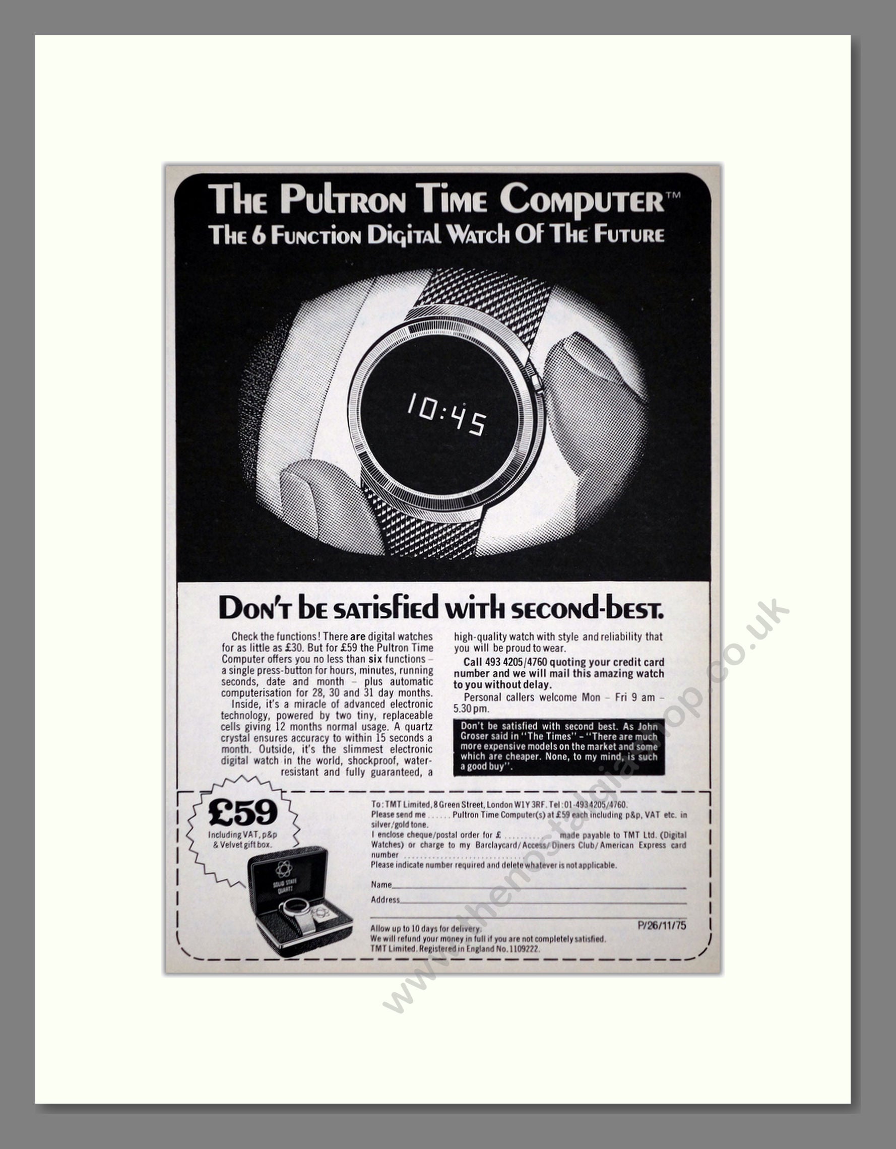 Pultron - Time Computer. Vintage Advert 1975 (ref AD67933)