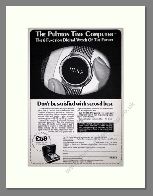 Pultron - Time Computer. Vintage Advert 1975 (ref AD67933)
