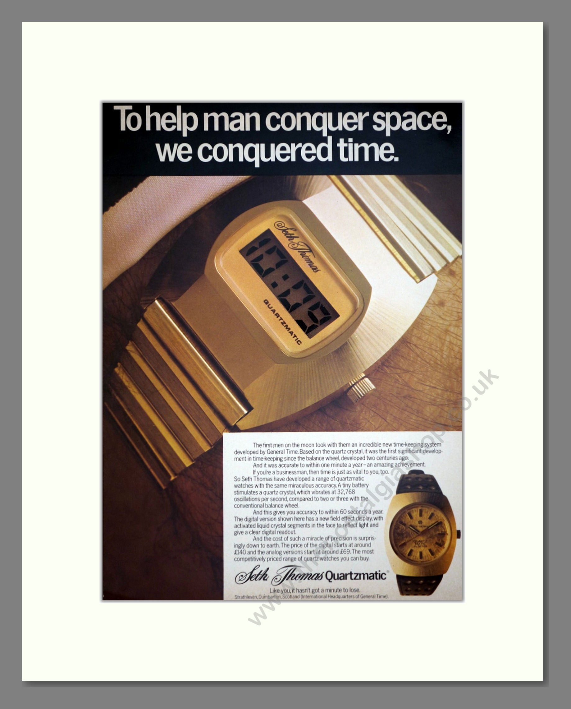 Seth Thomas - Quartzmatic. Vintage Advert 1974 (ref AD67934)