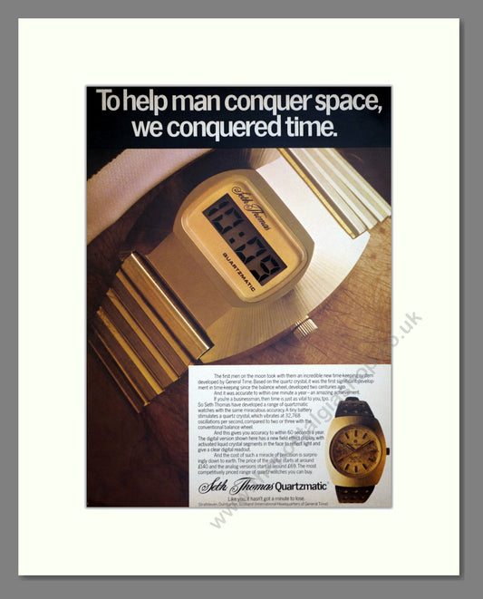 Seth Thomas - Quartzmatic. Vintage Advert 1974 (ref AD67934)