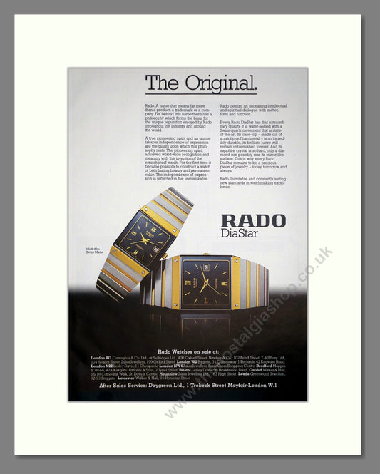 Rado - Diastar. Vintage Advert 1987 (ref AD67936)